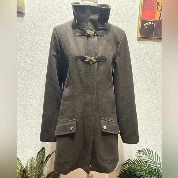 Cece dark green wool blend coat/jacket size 10 - Picture 1 of 16